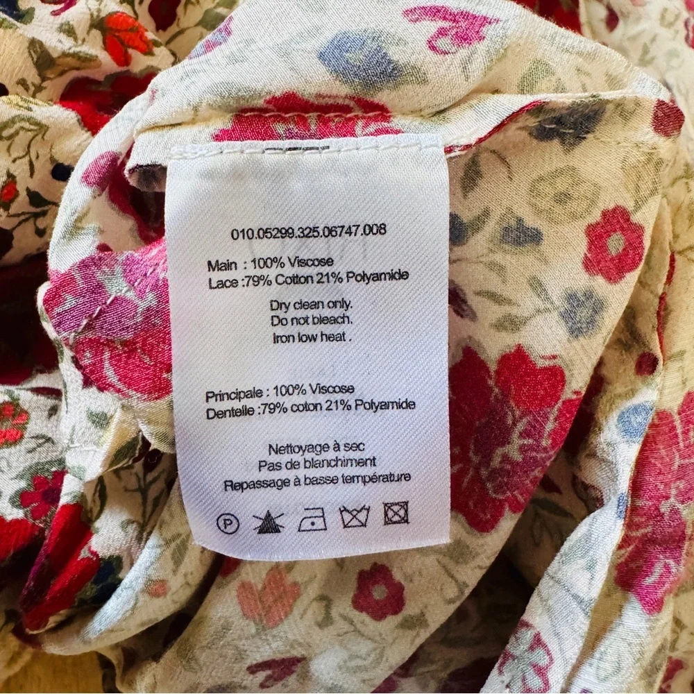 RIXO lace trimmed Floral Red and Cream miniDress NEW - Picture 13 of 15